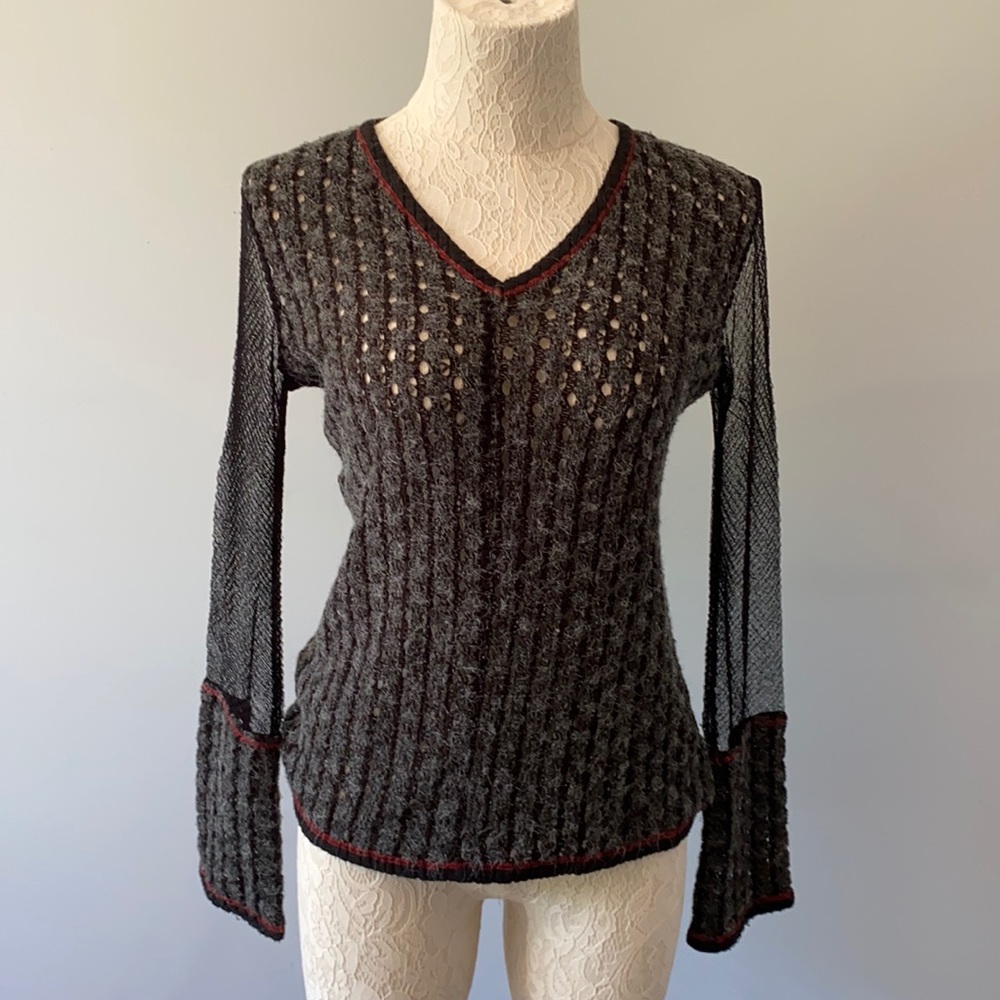 Sweater with sheer sleeves